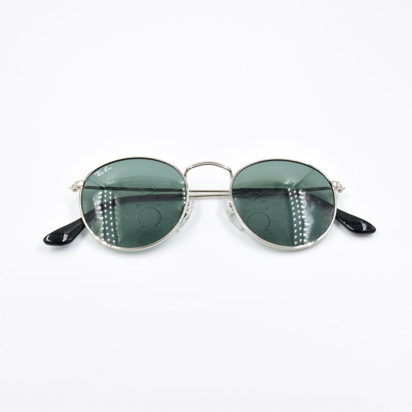 Solaire : Ray-Ban RB3447 ROUND METAL Vert/Silver