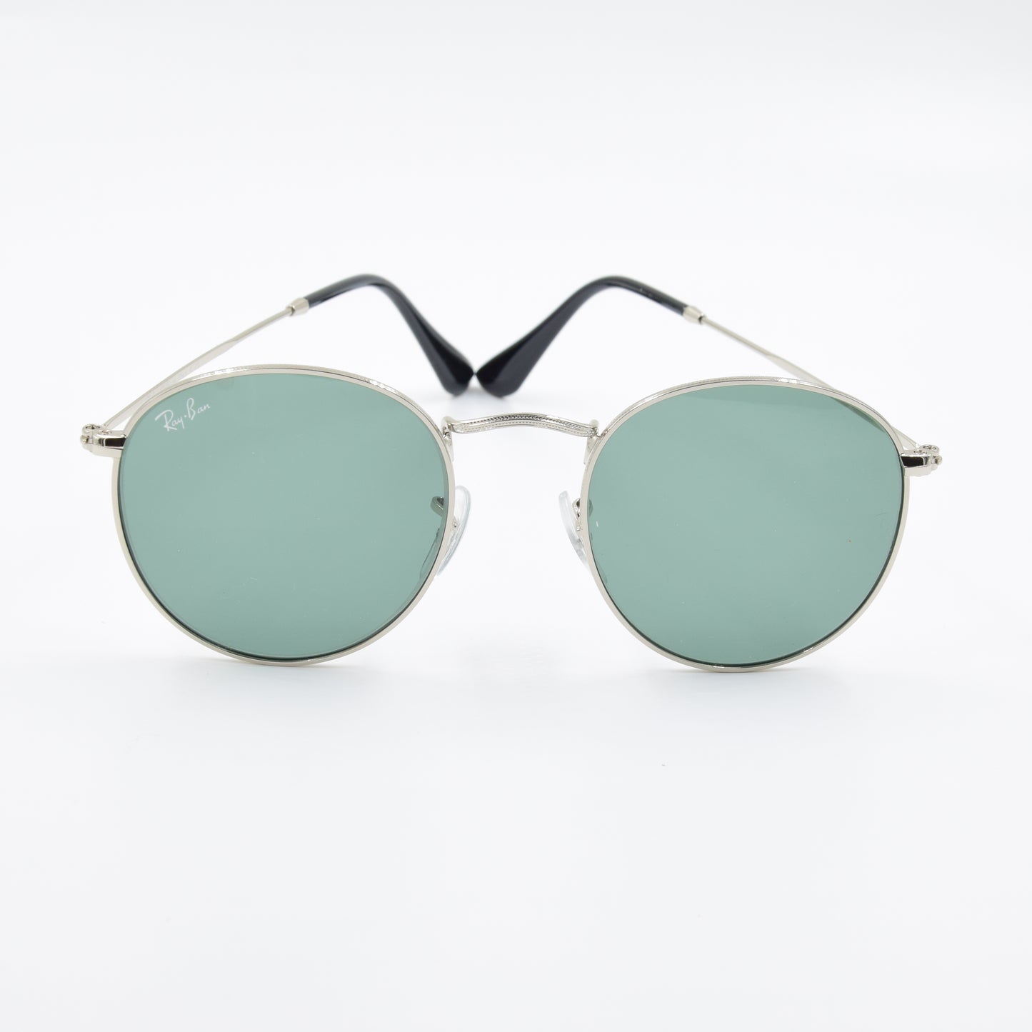 Solaire : Ray-Ban RB3447 ROUND METAL Vert/Silver