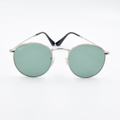 Solaire : Ray-Ban RB3447 ROUND METAL Vert/Silver