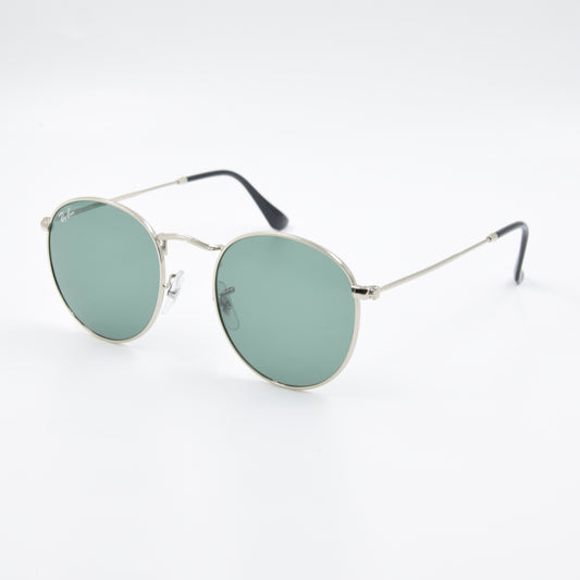 Solaire : Ray-Ban RB3447 ROUND METAL Vert/Silver