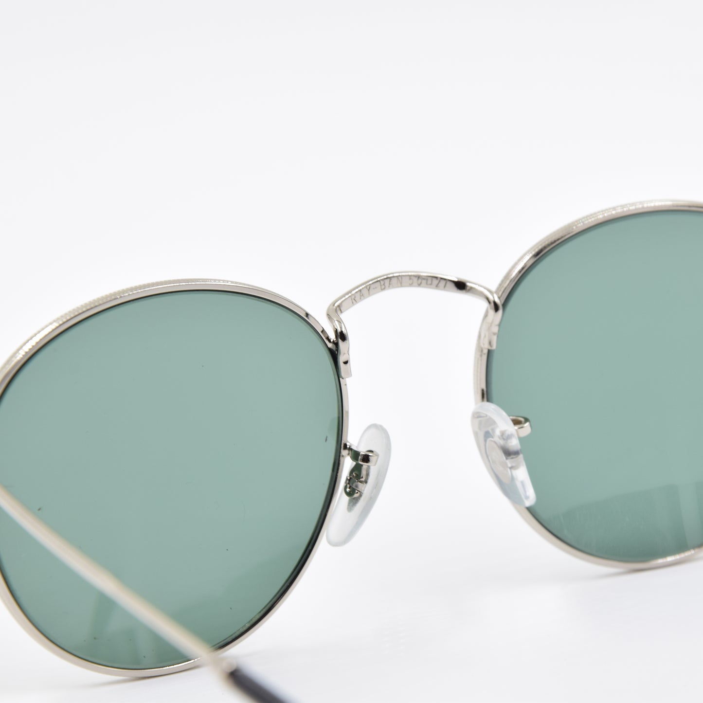 Solaire : Ray-Ban RB3447 ROUND METAL Vert/Silver