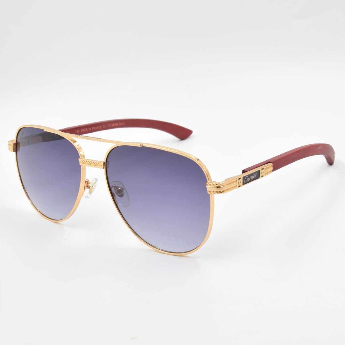 SOLAIRE : CARTIER CT0858 CAT.3 NOIR-GOLD (BRAS EN BOIS)